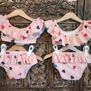 Janie and Jack Pink Heart Two Piece Swimsuit. 12-18m